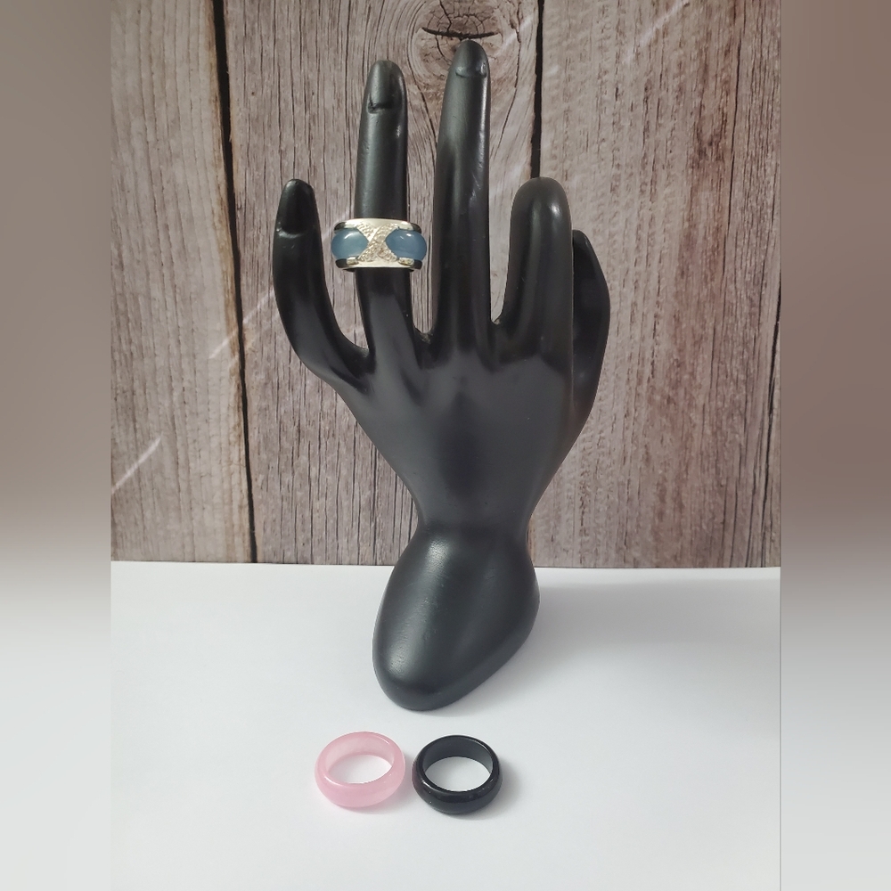 Sterling Silver 925 Interchangeable Jade Ring. - image 2